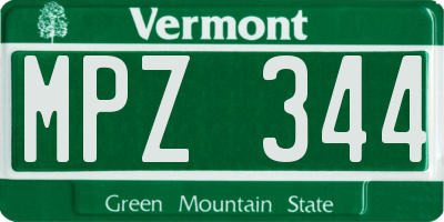 VT license plate MPZ344