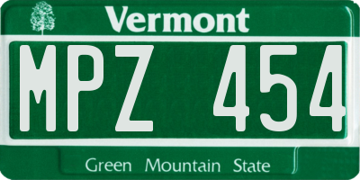 VT license plate MPZ454