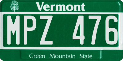 VT license plate MPZ476