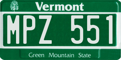 VT license plate MPZ551