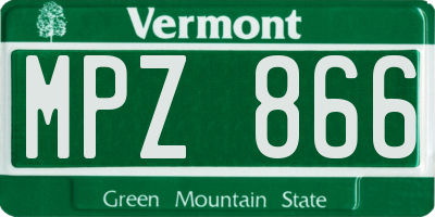 VT license plate MPZ866