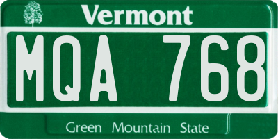 VT license plate MQA768