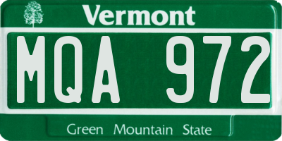 VT license plate MQA972