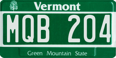VT license plate MQB204