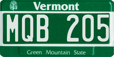 VT license plate MQB205
