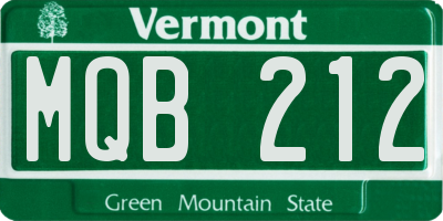 VT license plate MQB212