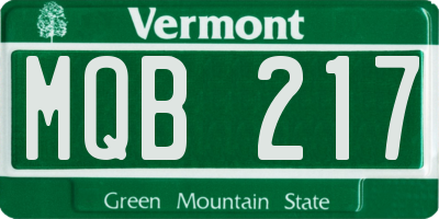 VT license plate MQB217