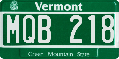 VT license plate MQB218