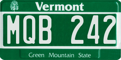 VT license plate MQB242