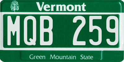 VT license plate MQB259