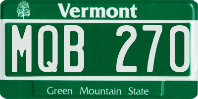 VT license plate MQB270