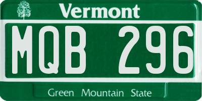 VT license plate MQB296