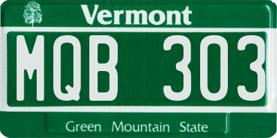 VT license plate MQB303