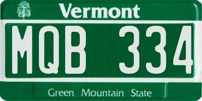 VT license plate MQB334