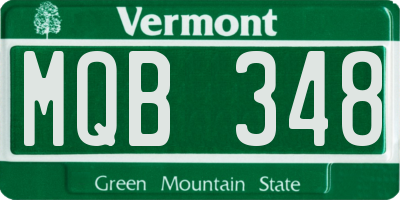 VT license plate MQB348