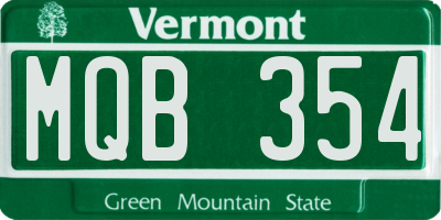 VT license plate MQB354