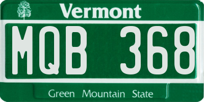 VT license plate MQB368