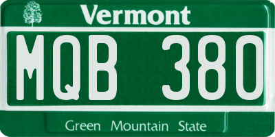 VT license plate MQB380