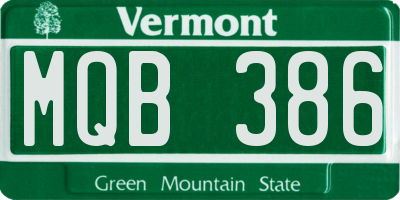 VT license plate MQB386