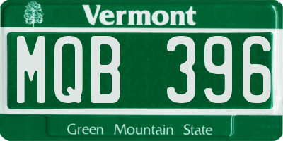 VT license plate MQB396