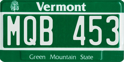 VT license plate MQB453