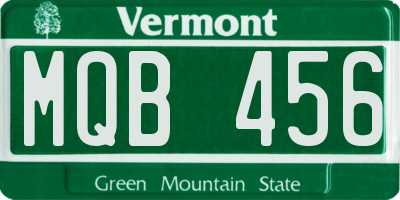 VT license plate MQB456