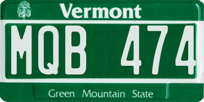 VT license plate MQB474
