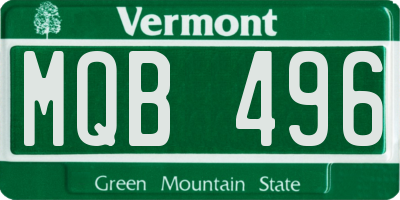 VT license plate MQB496