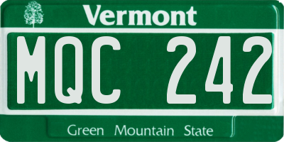 VT license plate MQC242