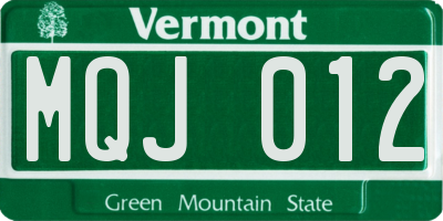 VT license plate MQJ012