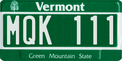 VT license plate MQK111