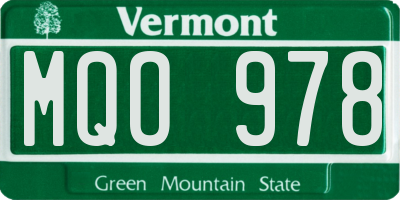 VT license plate MQO978