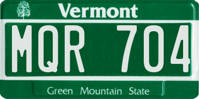 VT license plate MQR704
