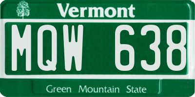 VT license plate MQW638