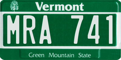 VT license plate MRA741