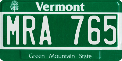VT license plate MRA765