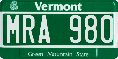 VT license plate MRA980