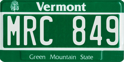 VT license plate MRC849