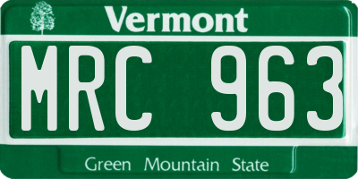VT license plate MRC963