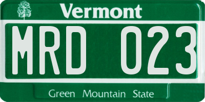 VT license plate MRD023