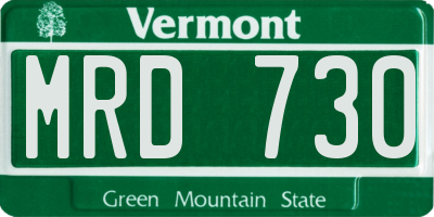 VT license plate MRD730