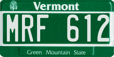 VT license plate MRF612