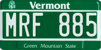 VT license plate MRF885