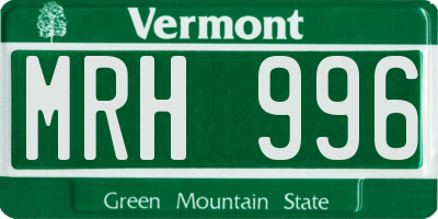 VT license plate MRH996
