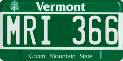 VT license plate MRI366