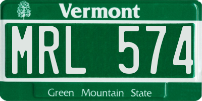 VT license plate MRL574