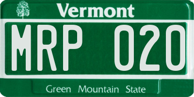 VT license plate MRP020