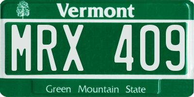 VT license plate MRX409