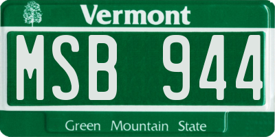 VT license plate MSB944