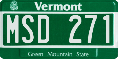 VT license plate MSD271